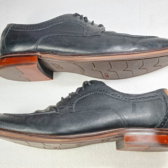Johnston & Murphy Black Sheepskin Split-Toe Oxford Shoes J&M Flex Soles Mens 13 - Picture 1 of 16